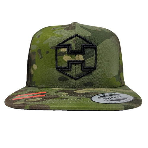 Camo Snapback Hat Black HEXTAT Badge Logo