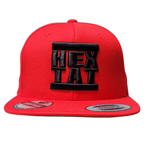 Red Snapback Hat Black Hip Hop HEXTAT Logo